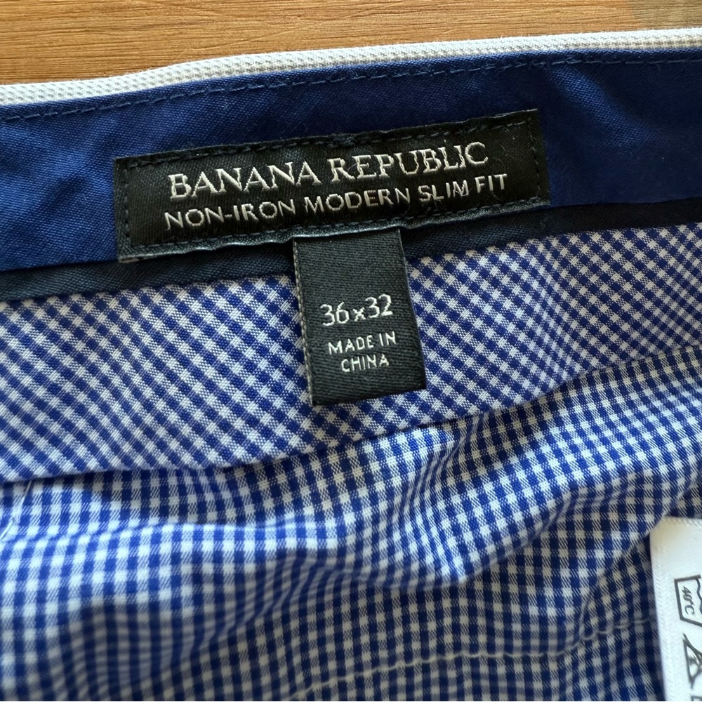 Banana Republic Blue and White Checkered Trousers.